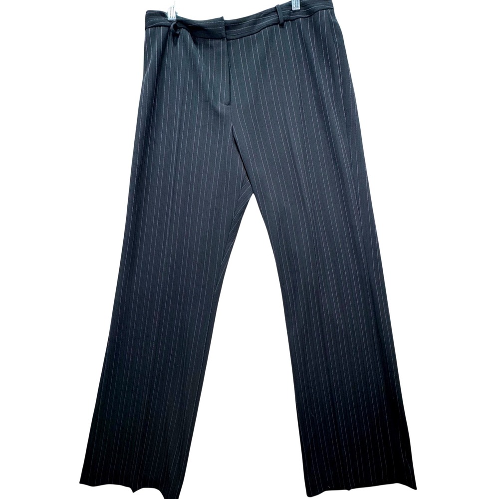 New $120 Isabella DeMarco Dress Pants Womens 14 Black Pinstripe Wide Leg Career